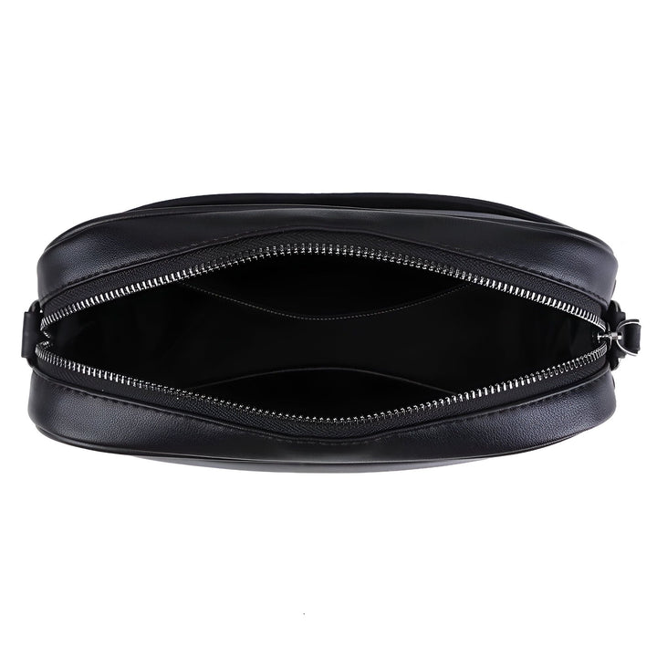Sac bandoulière noir ouvert, vue de dessus montrant l'intérieur vide, 46194058002656,46194058035424,46194058068192,46194058100960