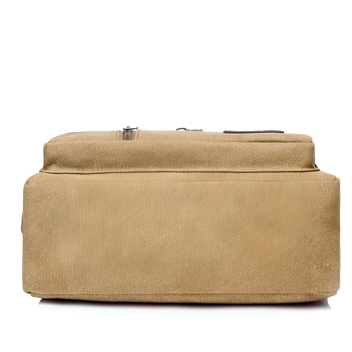 Vue du dessus d'un sac beige en toile avec fermeture éclair., 46194061148384,46194061181152,46194061213920,46194061246688,46194061279456