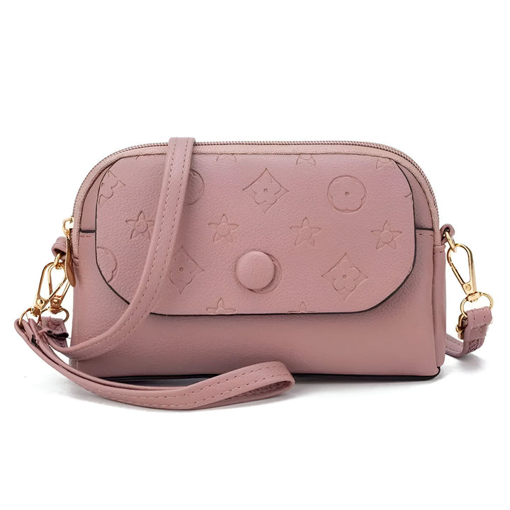 Sac bandoulière rose pâle en cuir, motif embossé étoiles et fleurs., 46262992503008,46262992535776,46262992568544,46262992601312,46262992634080,46262992666848,46262992699616